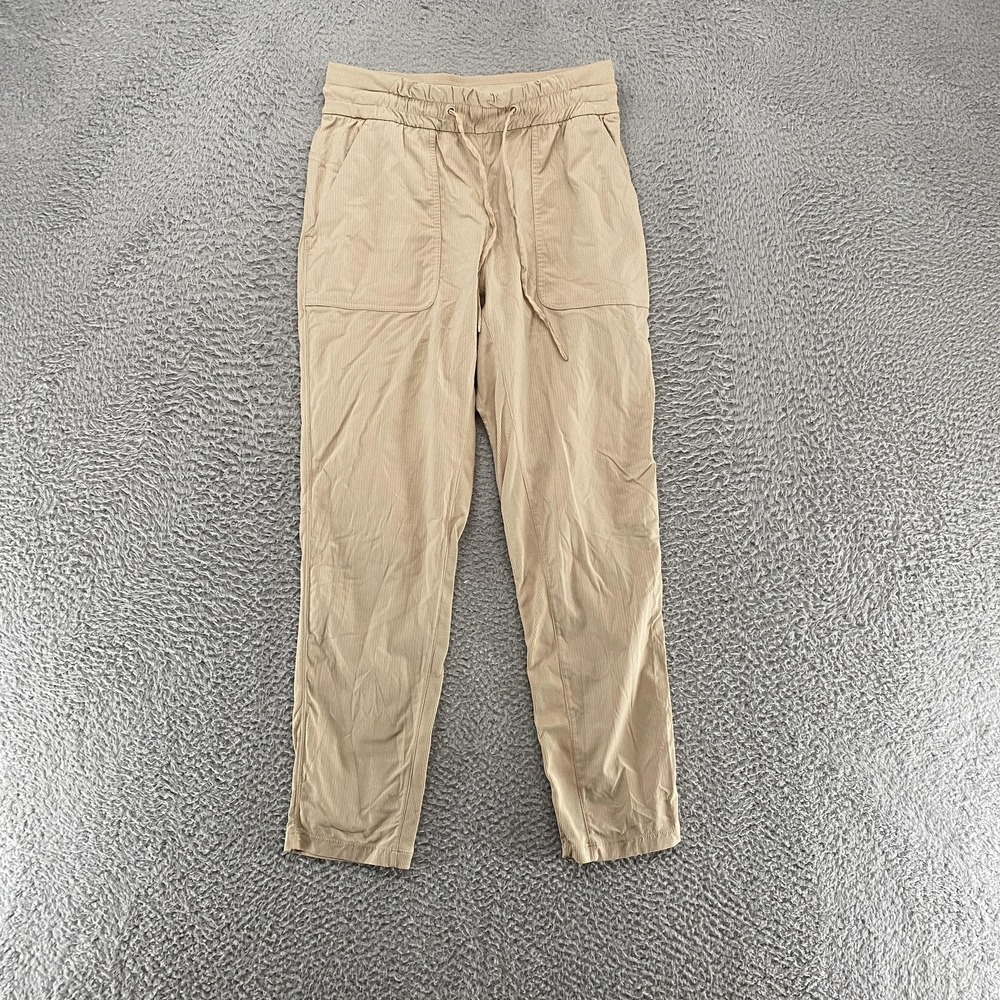 Lululemon Beyond The Studio Pants Womens 6 Beige Woven‎ Slim Ankle Pockets
